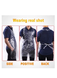 SYOSI Apron 100 Pcs Disposable Apron Disposable Kitchen Apron Plastic Aprons Polythene Aprons Water and Stain Resistant Material  - Image 2