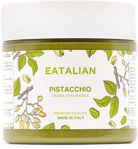AMZ BETTER EATALIAN by AMZ BETTER Pistachio Cream, 7oz/200 gr, Spreadable Pistachio Paste, Sweet and Unique Taste, Ideal on Bread, for Cakes, Dessert, Ice Cream, Excellent for Dubai Chocolate, Made in Italy - Image 1