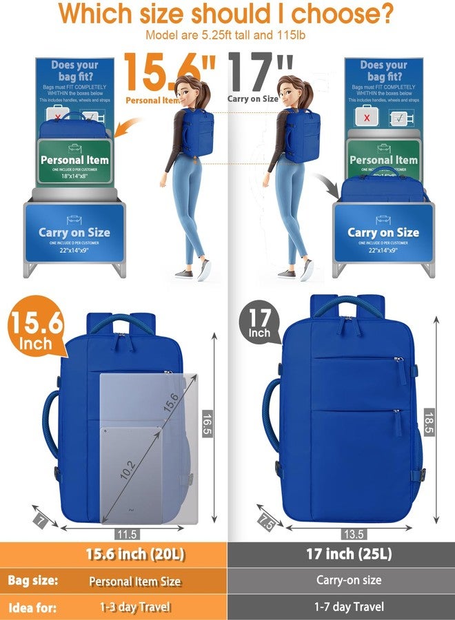 Capolo Travel Backpack for Women Men Waterproof Laptop Backpack Airlines Approved Carry On Backpack Bag Computer Bookbag, Royal Blue, 17 Inch, Travel Backpacks - Image 5