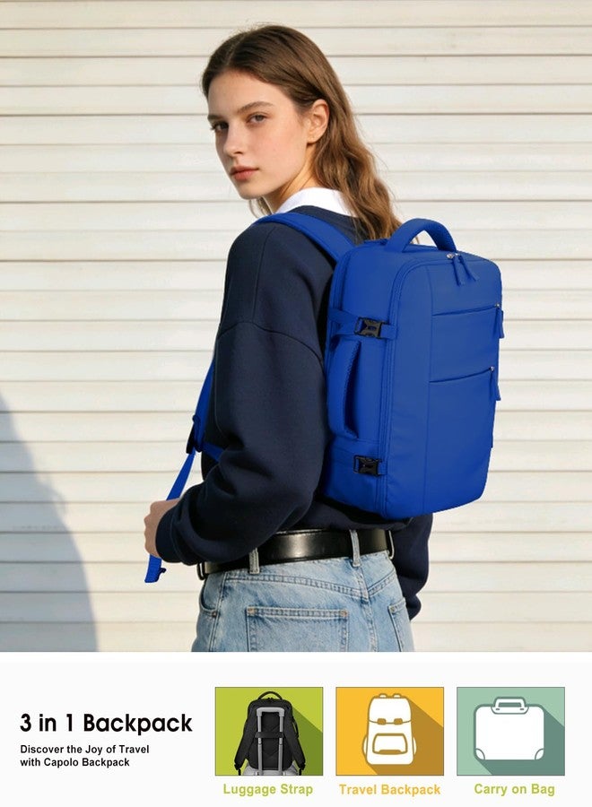 Capolo Travel Backpack for Women Men Waterproof Laptop Backpack Airlines Approved Carry On Backpack Bag Computer Bookbag, Royal Blue, 17 Inch, Travel Backpacks - Image 2