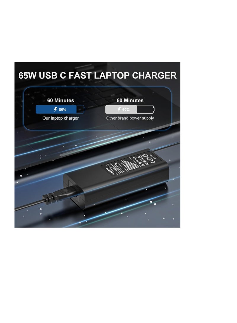 Terabyte 65W USB C Universal Laptop Charger for Dell HP Lenovo Thinkpad Huawei Matebook ASUS ROG Acer Chromebook Samsung Galaxy MSI MacBook and All Type C Power Adapter - Image 4