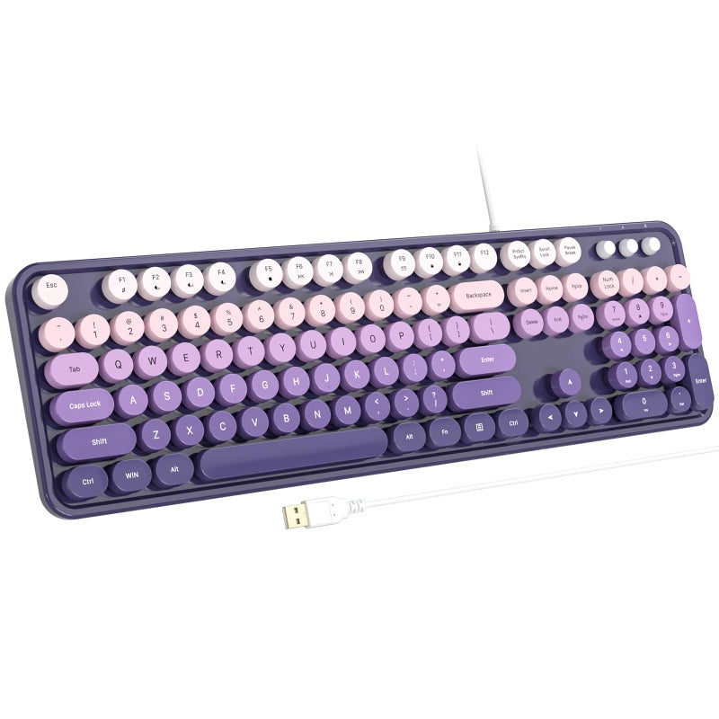 Atelus Computer Keyboard Wired, Plug Play USB Keyboard with Large Number Pad, Caps Indicators, Foldable Stands, Full Size Keyboard for Windows PC Laptop (Purple) - Image 1