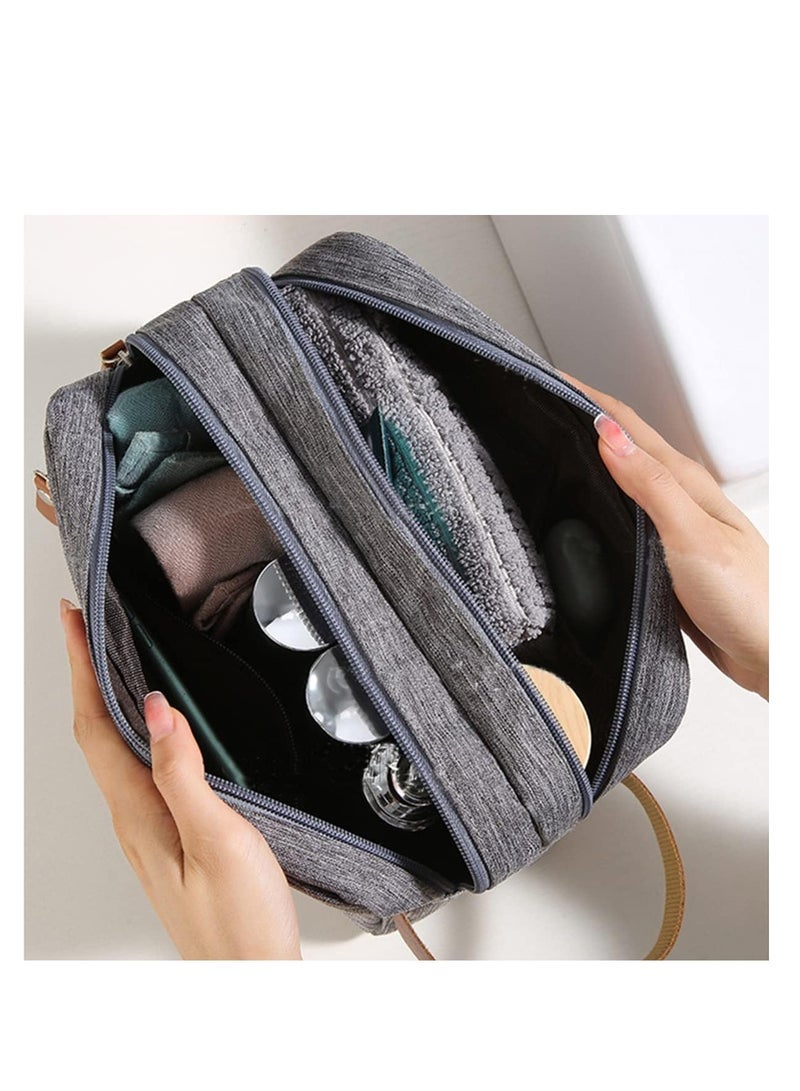 ECVV Large Capacity Men's Travel Toiletry Bag, Portable Leather Dopp Kit Shaving Bag for Cosmetics Brushes Tools, Waterproof Storage Organizer Bag for Men - Image 5