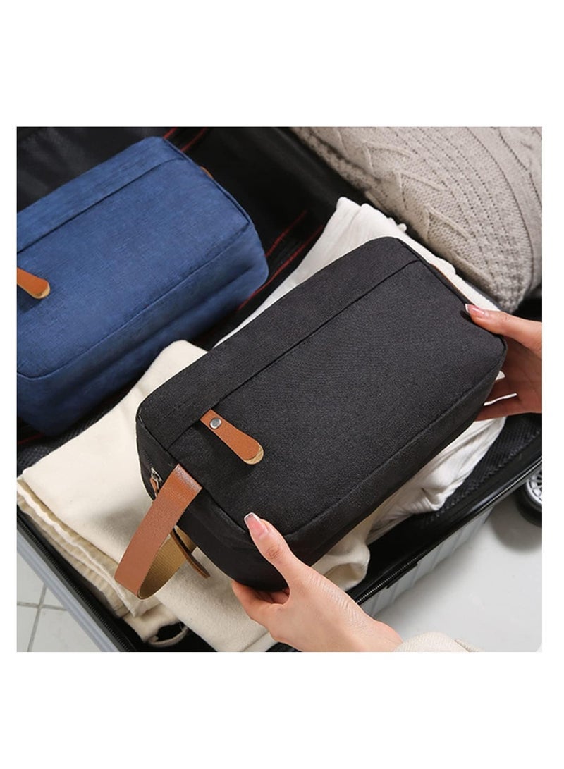 ECVV Large Capacity Men's Travel Toiletry Bag, Portable Leather Dopp Kit Shaving Bag for Cosmetics Brushes Tools, Waterproof Storage Organizer Bag for Men - Image 4