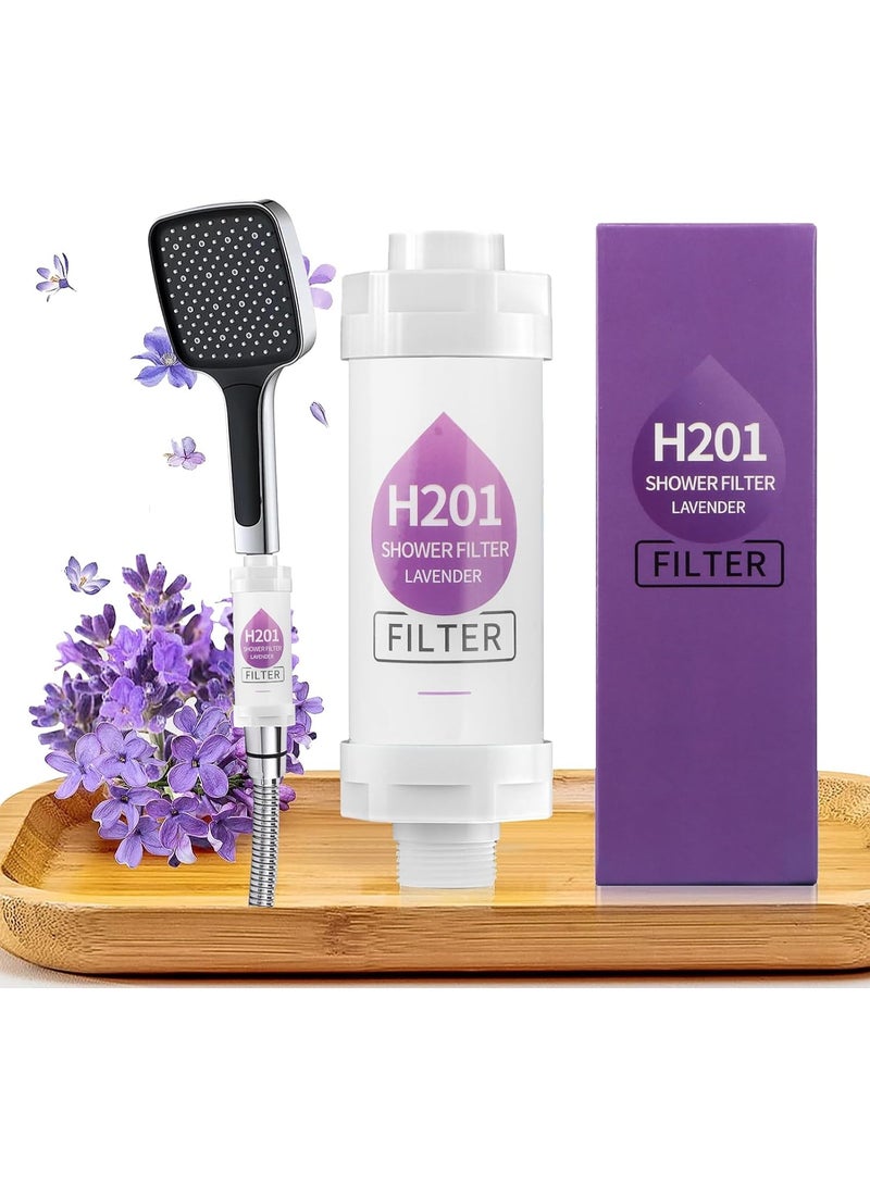 H201 Lavender Vitamin C Shower Filter – High Pressure Chlorine Removing Hard Water Purifier for Soft Skin & Smooth Hair – Aromatherapy Bathroom Filter - Image 1
