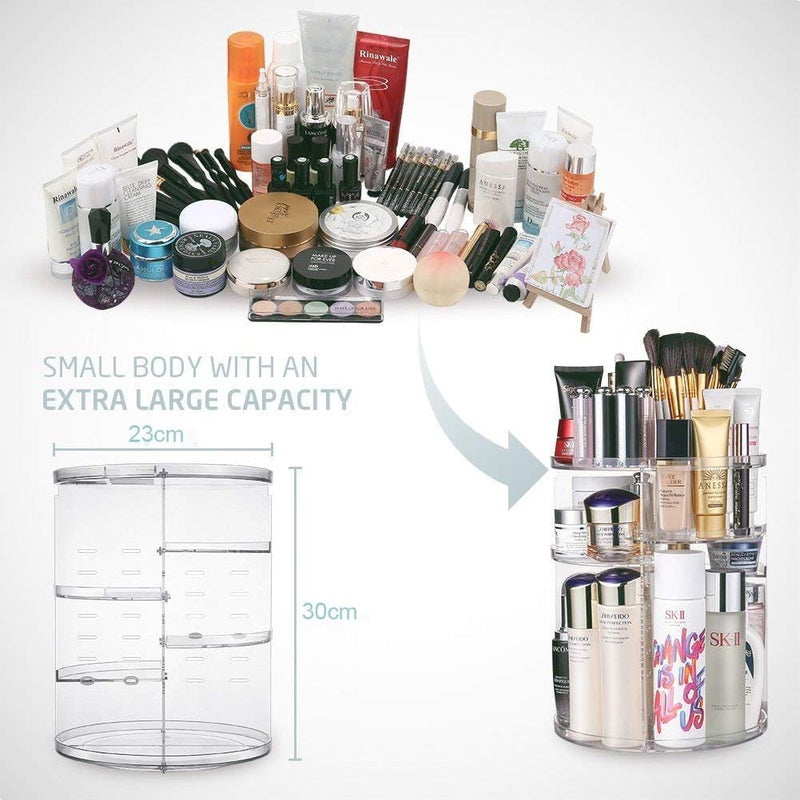 OffyBird 360-Degree Rotation Makeup Organizer with Adjustable 7-Layer Cosmetic Storage Display Case, Large Capacity for Vanity, Jewelry, Brushes, Lipsticks (Transparent) - Image 2