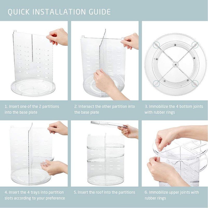 OffyBird 360-Degree Rotation Makeup Organizer with Adjustable 7-Layer Cosmetic Storage Display Case, Large Capacity for Vanity, Jewelry, Brushes, Lipsticks (Transparent) - Image 3