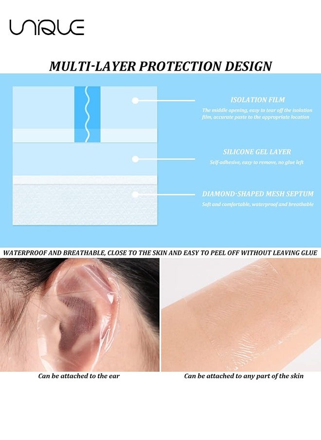 30Pcs Shower Waterproof Patches 5x8cm/2x3.1in, Transparent Adhesive Waterproof Ear Patch, Breathable Waterproof Transparent Dressing, Bandage Protective Patch (Rectangle)