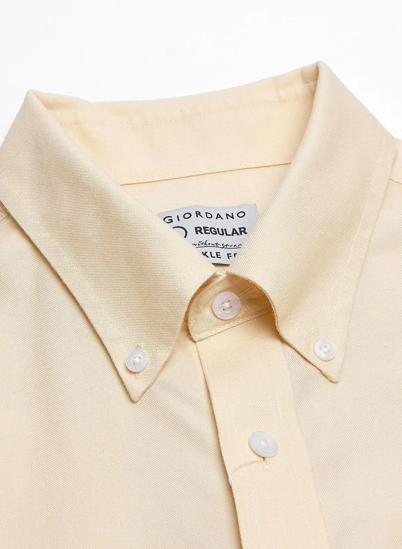 Giordano  Men’s Regular Fit Wrinkle‑Free Short Sleeve Oxford Shirt for Men | Best Price UAE