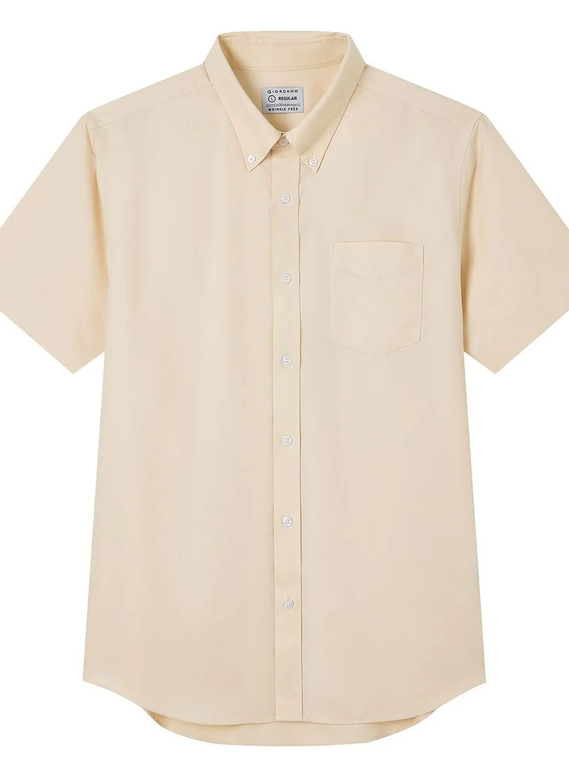 جيوردانو Men’s Regular Fit Wrinkle‑Free Short Sleeve Oxford Shirt