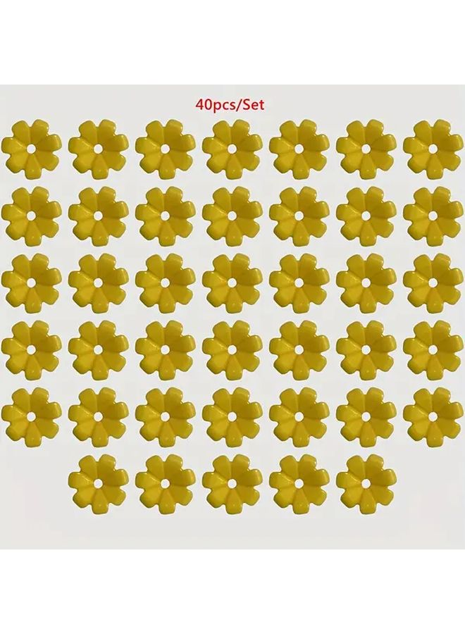 40Pcs DIY Yellow Flat Flower Building Blocks Set Children Toy Birthday Gift - Image 1