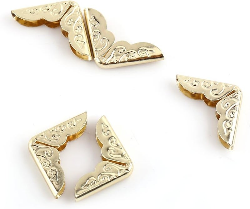 كلاراكو واقي زوايا معدني للكتب، 100 قطعة، واقيات زوايا معدنية لألبومات القصاصات، وألبومات الصور، وقوائم الكتب التذكارية، ومذكرات حماية الزوايا، لون أصفر ذهبي، عبوة من 100 قطعة - Image 4