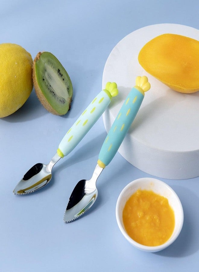 Upkaranwale Fruit Spoon 2 in 1 Double Head Multi-use BPA Free Baby Stainless Steel Fruit Spoon for Toddler (Multicolor) 1 Pcs - Image 2