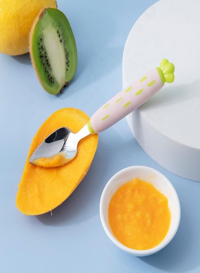 Upkaranwale Fruit Spoon 2 in 1 Double Head Multi-use BPA Free Baby Stainless Steel Fruit Spoon for Toddler (Multicolor) 1 Pcs - Image 1