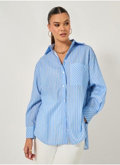 Oversized Striped Long Sleeve Shirt with Pocket - pzsku/Z129333860A1760D4212BZ/45/_/1739732094/2d1ecba5-0b69-4f2a-9ad2-938dbdcb8561