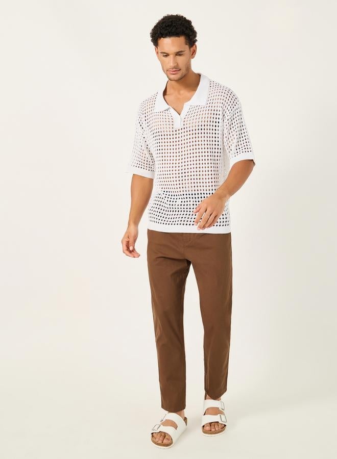 Styli Crochet Knit Oversized Polo T-Shirt  - Image 2