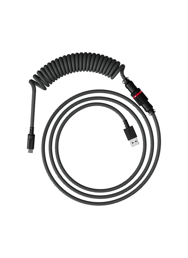 HYPERX HyperX Coiled Cable  Durable Coiled Cable Stylish Design 5Pin Aviator Connector USBC to USBA  GreyBlack  - Image 1