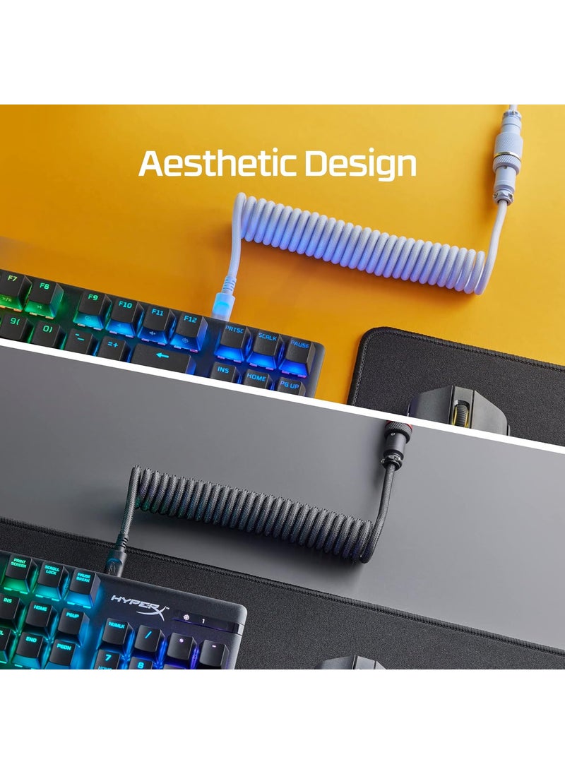 HYPERX HyperX Coiled Cable  Durable Coiled Cable Stylish Design 5Pin Aviator Connector USBC to USBA  GreyBlack  - Image 2