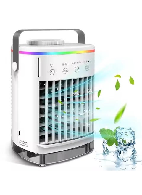 Portable Air Cooler Fan,Cooling Fan with 4 Wind Speed & 7 LED Light,2 Cool Air Spray & 2-8H Timer& 700ml Water Tank, 3 IN 1 Upgraded Personal Portable Air Conditioners for Room/Office