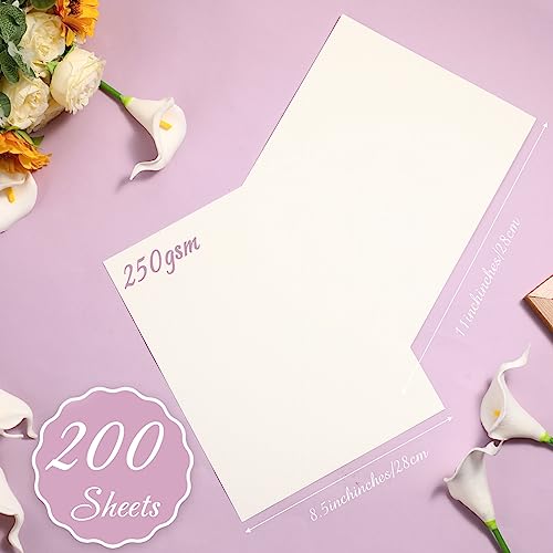 Geosar 200 Sheets Linen Cardstock Paper 85 x 11 Invitation Textured Card Stock Heavyweight 92lb 250gsm DIY Arts Holiday Making Printer Index Cards Postcards Blank Note GreetingCream - Image 3