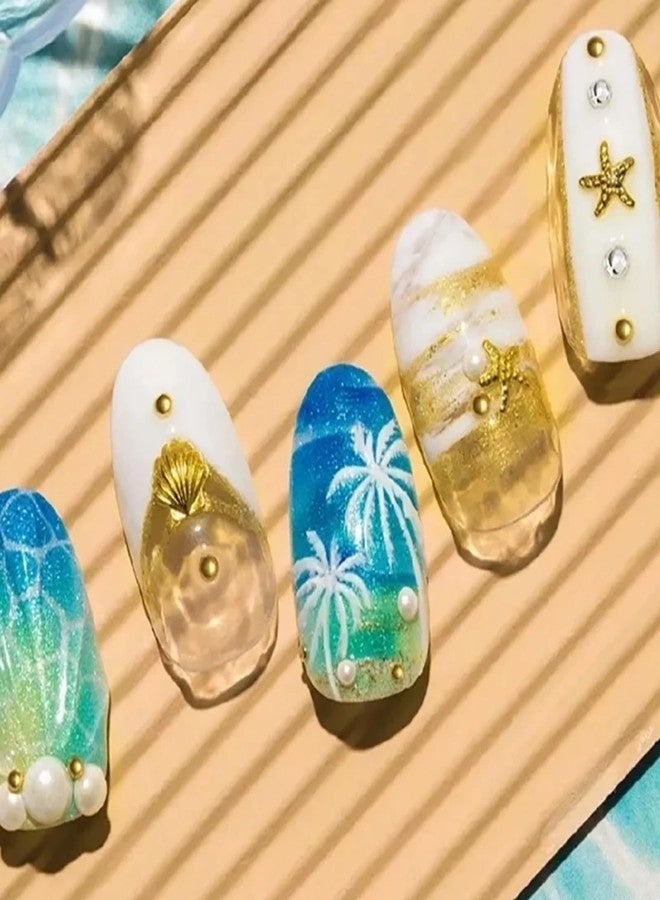 HYWWPFLAY 2 Disc 3D Gold Nail Charms, Beach Starfish Sea Seashell Nail Art Studs Rivet Alloy 3D Nail Gems Metallic Jewelry Decoration for Manicure DIY Nail Accessories (12 Style-Ocean) - Image 5