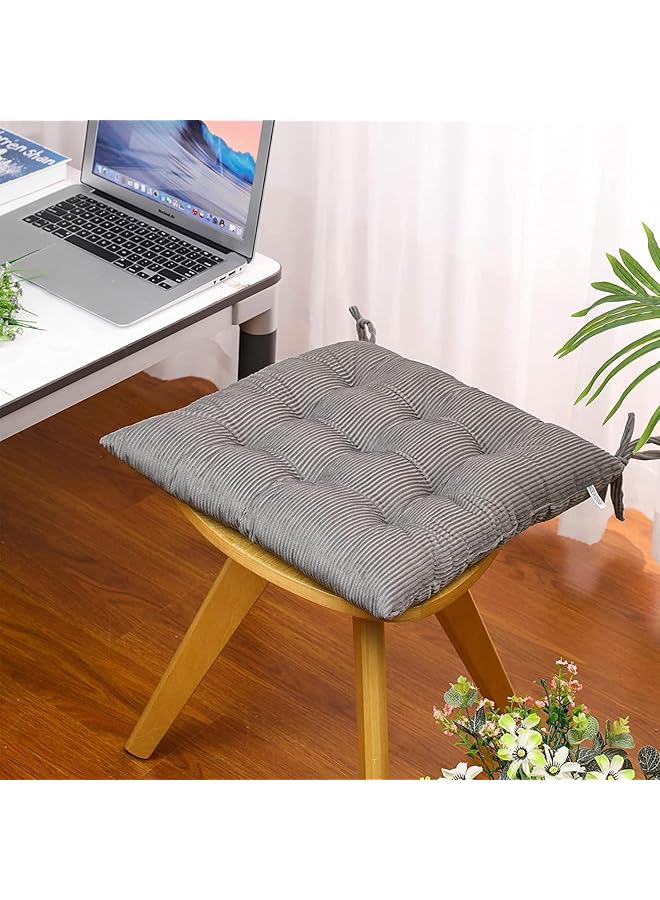 إيروريكس وسادة كرسي مخملية مع أربطة، وسادة أرضية دافئة وناعمة للغاية للأطفال، وسادة مقعد مربعة مريحة للبالغين، مجموعة من قطعة واحدة، رمادية، 15.7 بوصة - Image 3