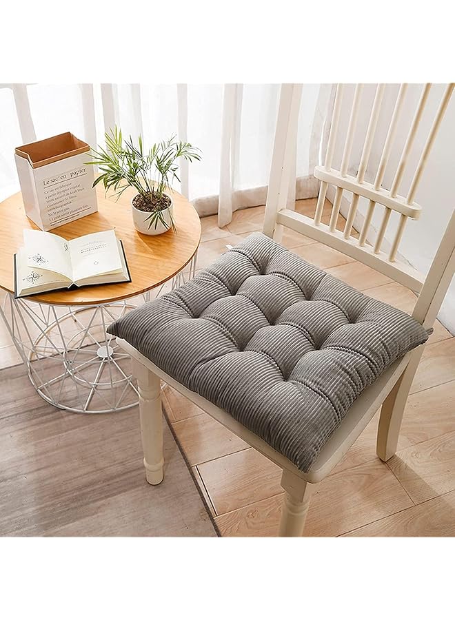 إيروريكس وسادة كرسي مخملية مع أربطة، وسادة أرضية دافئة وناعمة للغاية للأطفال، وسادة مقعد مربعة مريحة للبالغين، مجموعة من قطعة واحدة، رمادية، 15.7 بوصة - Image 4