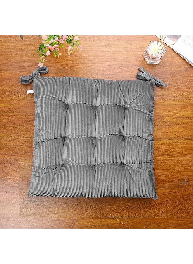 إيروريكس وسادة كرسي مخملية مع أربطة، وسادة أرضية دافئة وناعمة للغاية للأطفال، وسادة مقعد مربعة مريحة للبالغين، مجموعة من قطعة واحدة، رمادية، 15.7 بوصة - Image 2