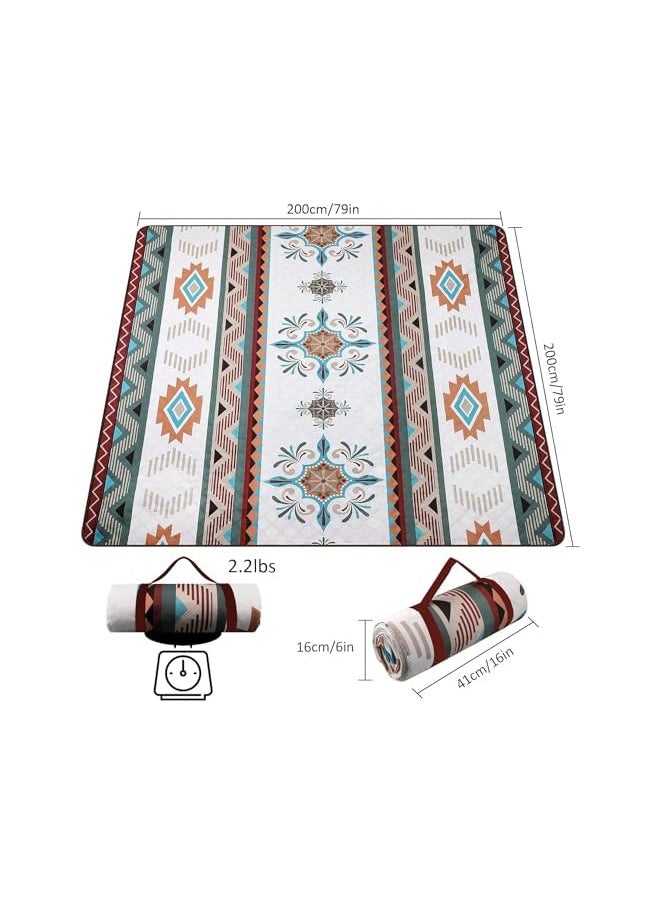erorex EROREX Extra Large Outdoor Picnic Blankets, Waterproof Blankets for for Camping, Park, Beach, Grass, Rolling Up Packaging，Portable Carring, 200 x 200 cm Picnic Mat (Seattle)  - Image 3