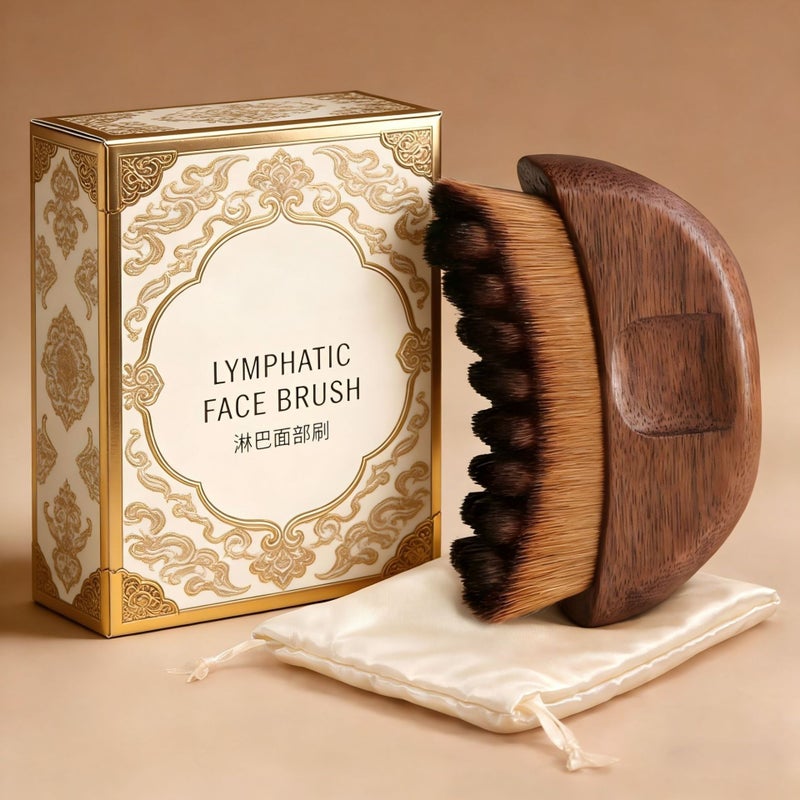 Purejoy 2026 Cross-Border New Lymphatic Contour Brush - Red Peach Wood Makeup Tool