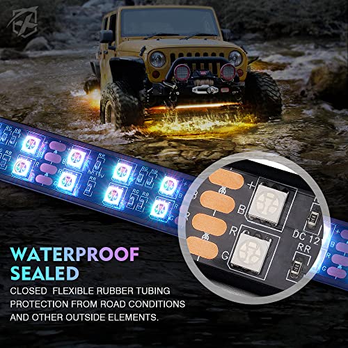 Xprite Double Row RGB LED Car Underglow Bluetooth Lights Strip, 4 PCS Underbody Neon Cars Exterior Glow Light Kit w/APP Control & Wireless Remote, Universal for Vehicles SUV Trucks Pickups Vans - Image 5