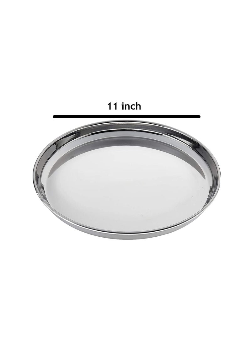 Pepper - Pepper Stainless Steel Breakfast Lunch Dinner Plates Set of 6 Dinner Plate Serving Plates 11 inch - Image 1