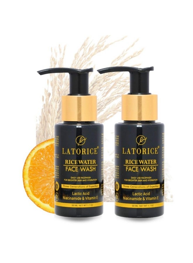 LATORICE Unisex Face Gel Wash With Rice Water Lactic Acid and Vitamin E | Travel-friendly Natural Glowing Brightening Niacinamide Gel Face Cleanser For All Skin Types (50 ml Each, Pack of 2) - Image 1
