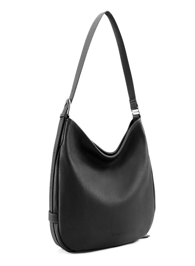 befen Genuine Leather Slouchy Hobo Bags For Women, Black Crossbody Purse Soft Top Grain Leather Purse Designer Trendy Women's Shoulder Handbags with Adjustable Strap for Daily & Travel - Image 1