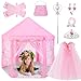 Volscity Princess Tent with 10Pcs Cape Set for GirlsCastle Play Tent with Princess Dress up ClothesLarge Indoor and Outdoor Playhouse with LED Star - Image 2