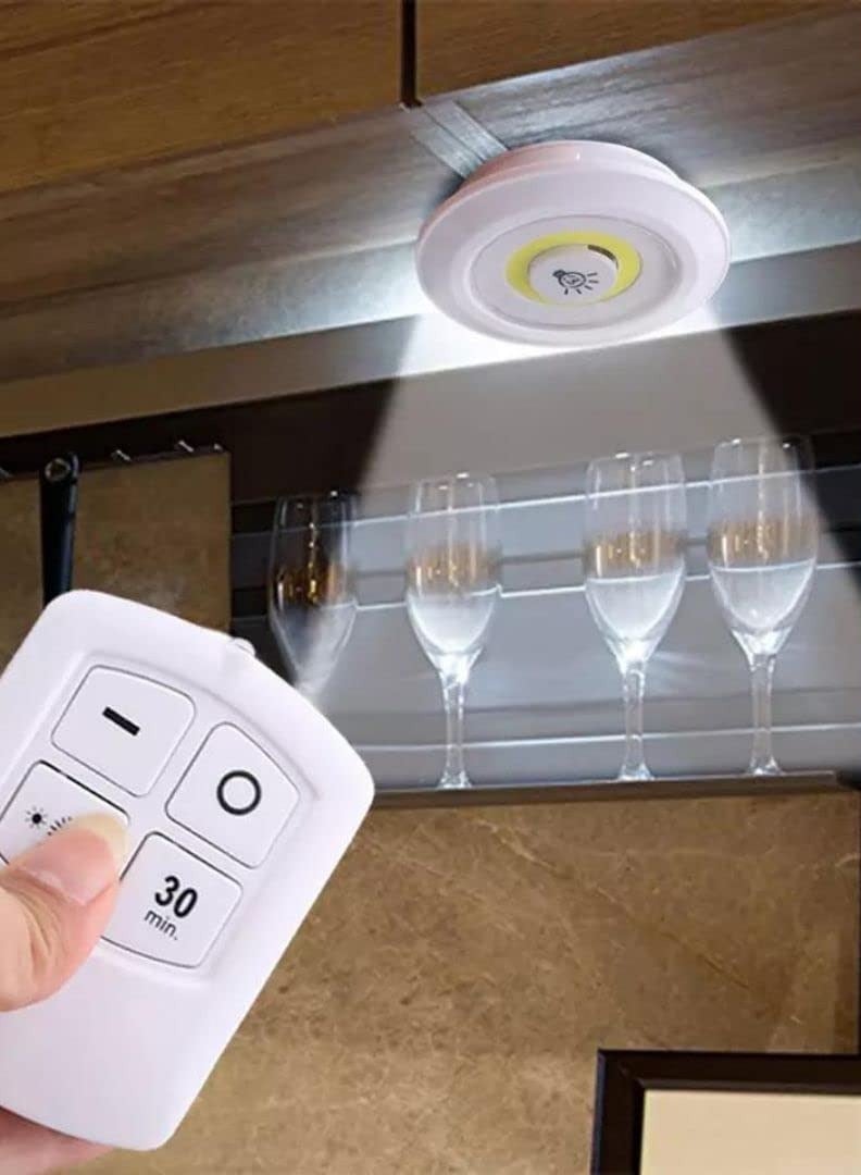 1W COB LED Puck Light 6 Pack with Remote Controller Brightness Adjustable Wireless Dimmable Touch Sensor Control Night Lamp Under Cabinet Lighting Battery Powered Operated for Cabinet Wall - Image 5