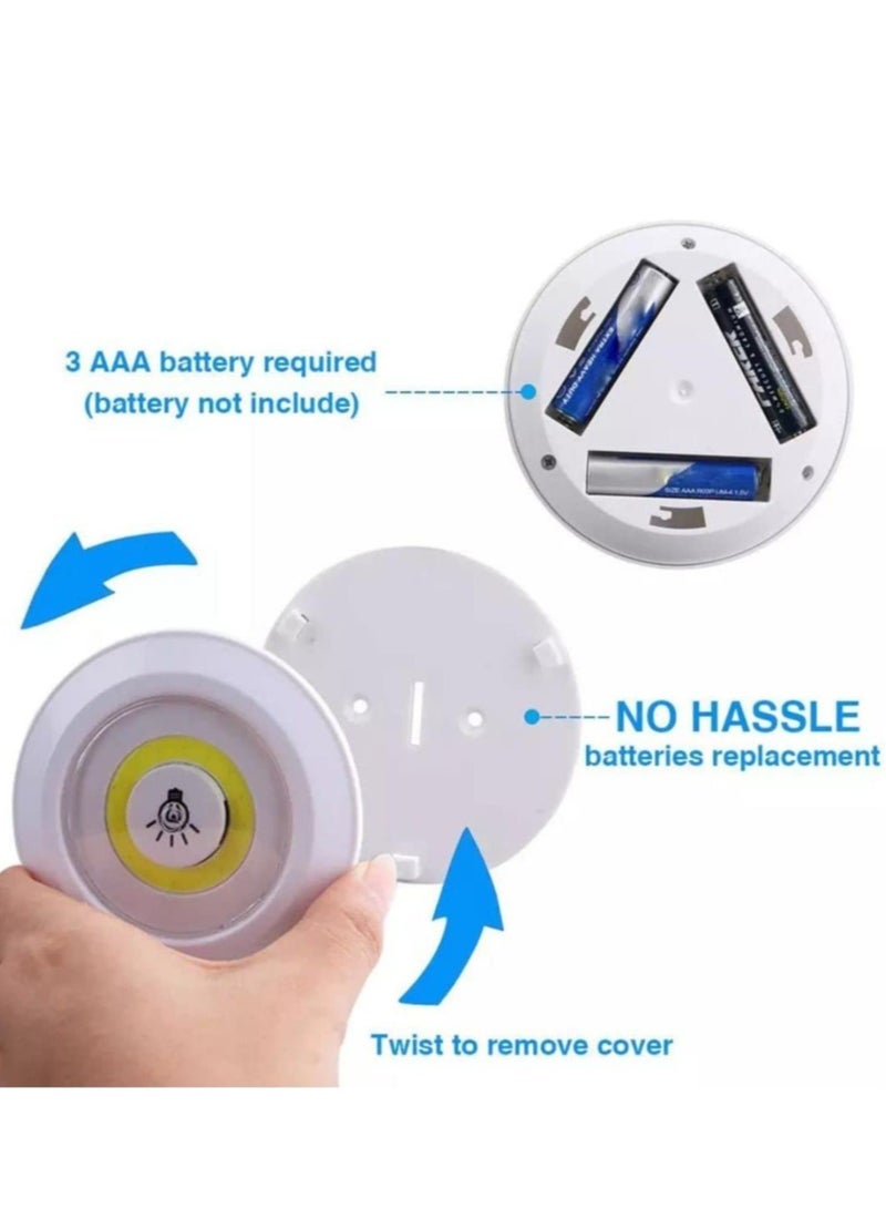 1W COB LED Puck Light 6 Pack with Remote Controller Brightness Adjustable Wireless Dimmable Touch Sensor Control Night Lamp Under Cabinet Lighting Battery Powered Operated for Cabinet Wall - Image 2