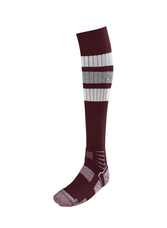 EvoShield Men S Striped Game Baseball Socks, New Maroon, Small US
