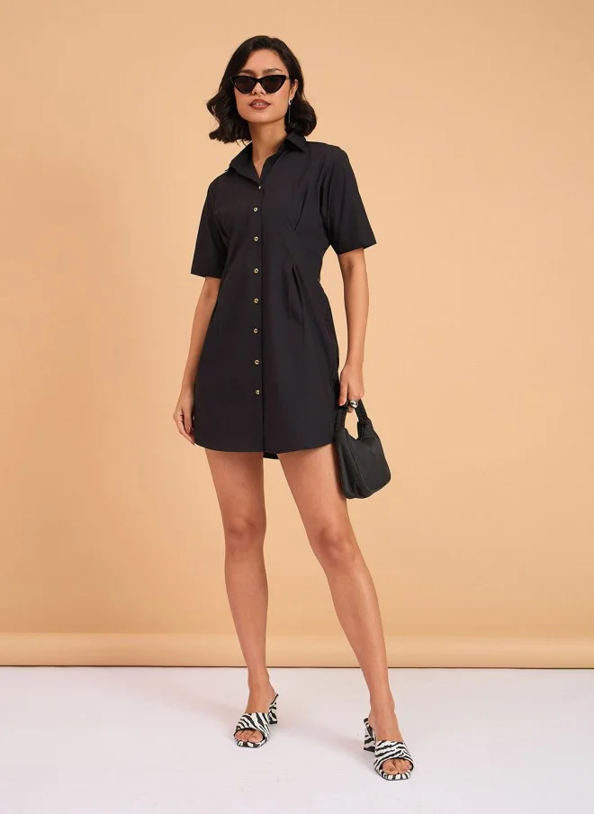 SASSAFRAS Black Shirt Dress for Women