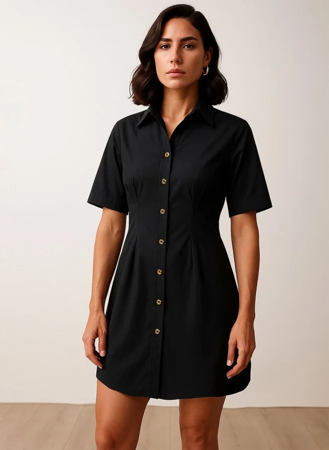 SASSAFRAS Black Shirt Dress for Women
