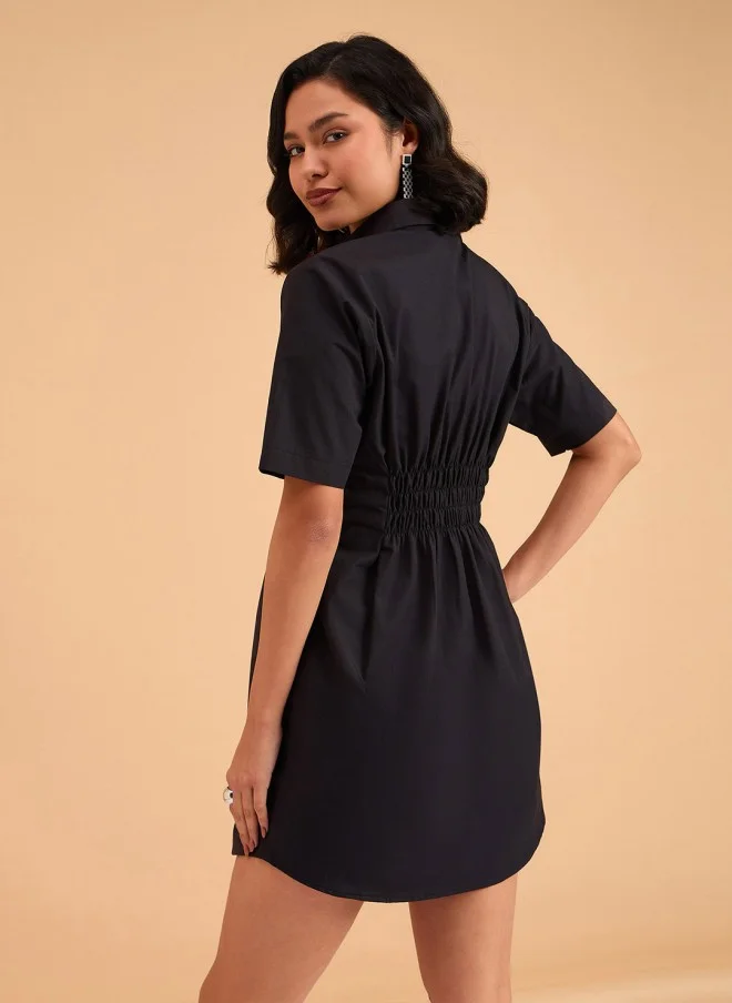 SASSAFRAS Black Shirt Dress for Women