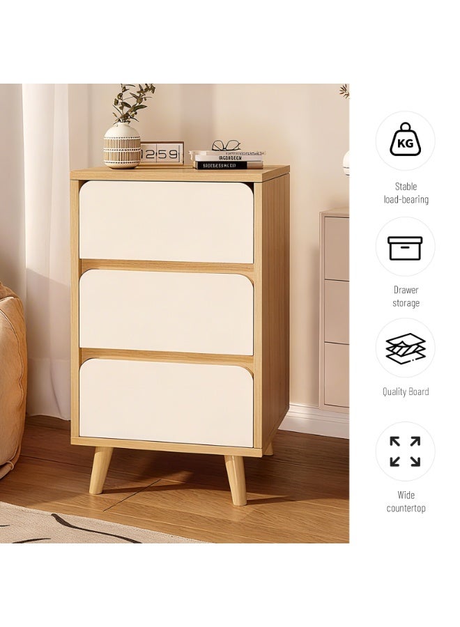 CHOIWIN 67*34*36cm Bedside Table Nightstand with Fabric Drawers Home Bedside Table 3-Tier Side Table Nightstands End Coffee Table for Bedroom White - Image 3