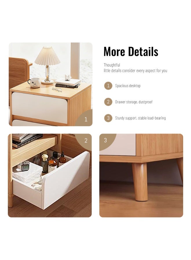 CHOIWIN 67*34*36cm Bedside Table Nightstand with Fabric Drawers Home Bedside Table 3-Tier Side Table Nightstands End Coffee Table for Bedroom White - Image 5