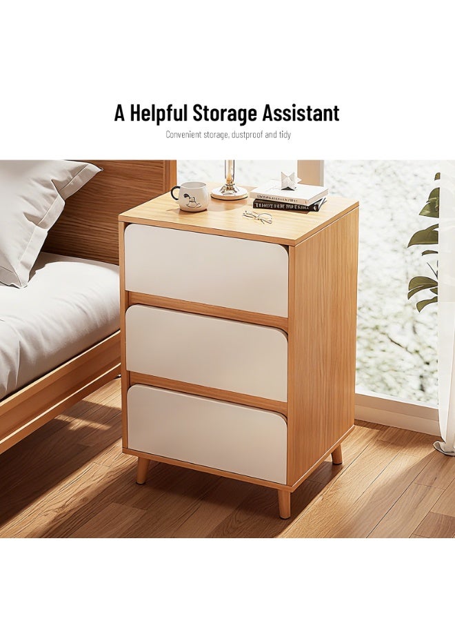 CHOIWIN 67*34*36cm Bedside Table Nightstand with Fabric Drawers Home Bedside Table 3-Tier Side Table Nightstands End Coffee Table for Bedroom White - Image 4