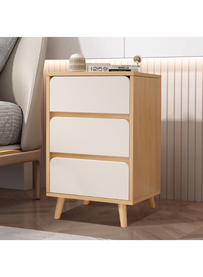 CHOIWIN 67*34*36cm Bedside Table Nightstand with Fabric Drawers Home Bedside Table 3-Tier Side Table Nightstands End Coffee Table for Bedroom White - Image 1