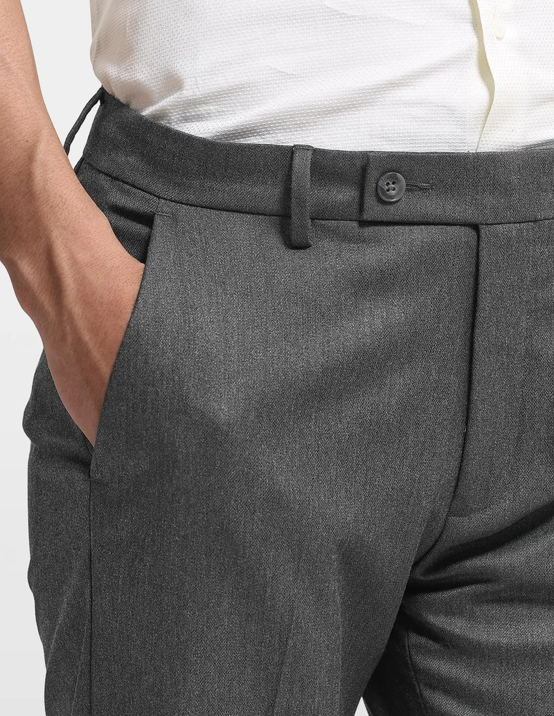 Arrow Dark Grey Heathered Jackson Super Slim Fit Trousers for Men | Best Price UAE