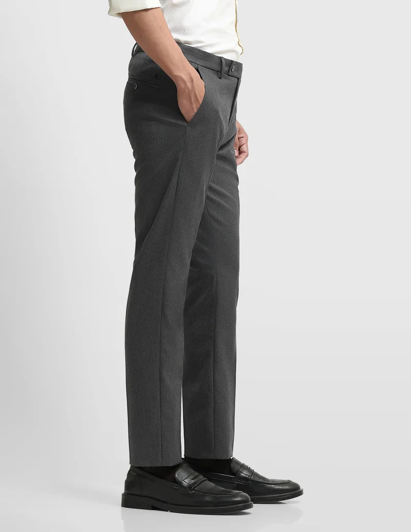 Arrow Dark Grey Heathered Jackson Super Slim Fit Trousers for Men | Best Price UAE