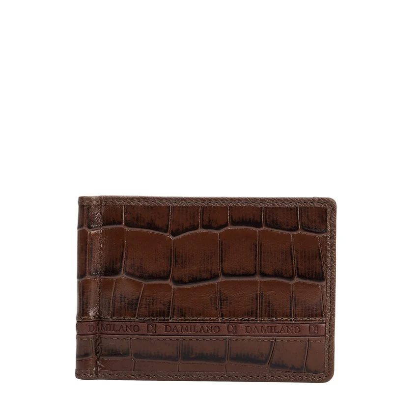 Da Milano Croco Leather Money Clip - Walnut