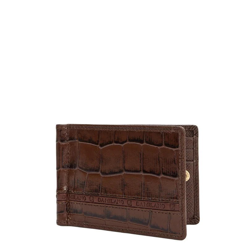 Da Milano Walnut Croco Leather Money Clip - Walnut for Men | Best Price UAE