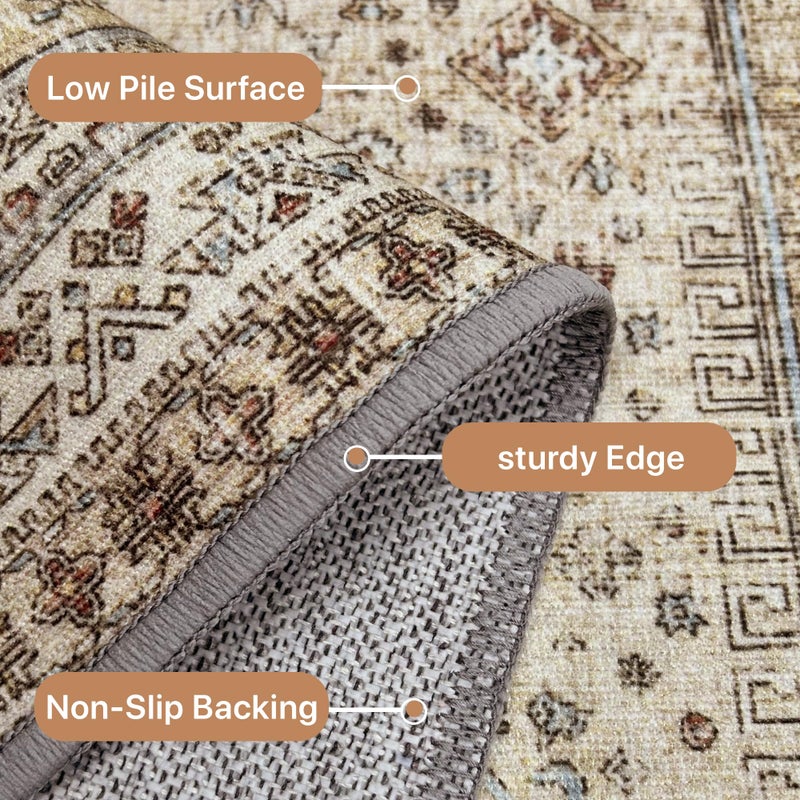 GENIMO Runner Rug 2x10  Non Slip Hallway Runner Rugs  Machine Washable Low Pile Lightweight Retro Mat for Living Room  Entryway  Bedroom  Kitchen and Passage - Image 3